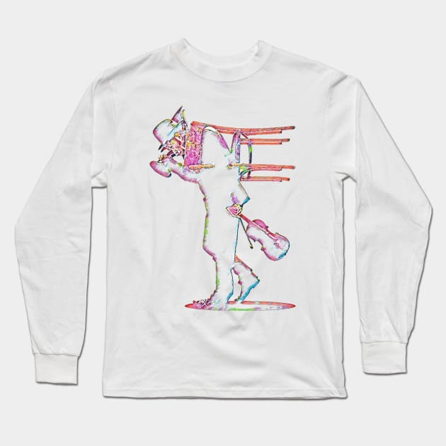 Tom Waits - Color Silhouette Long Sleeve T-Shirt by joelsnug